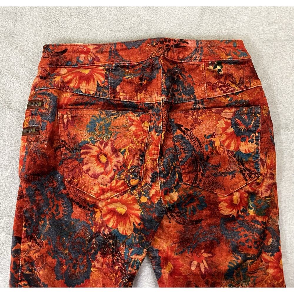 Free People Velvet Skinny Sz 2 Floral Print Jeans Zip Pockets Anthropologie - Picture 5 of 12